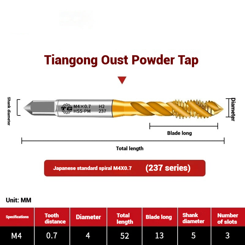 1110-Powder metallurgy high-speed steel taps 237 titanium-plated spiral stainless steel machine taps Japanese standard spiral taps Shandong Denso Pricision Tools Co.,Ltd.